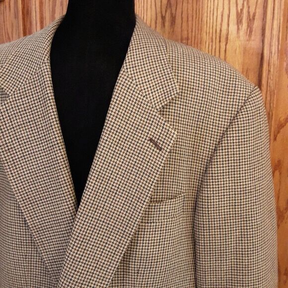 MARK ALEXANDER Jacket Silk/Wool Subtle Checks Taupe Men's size 44 Regular‎ - Picture 6 of 12